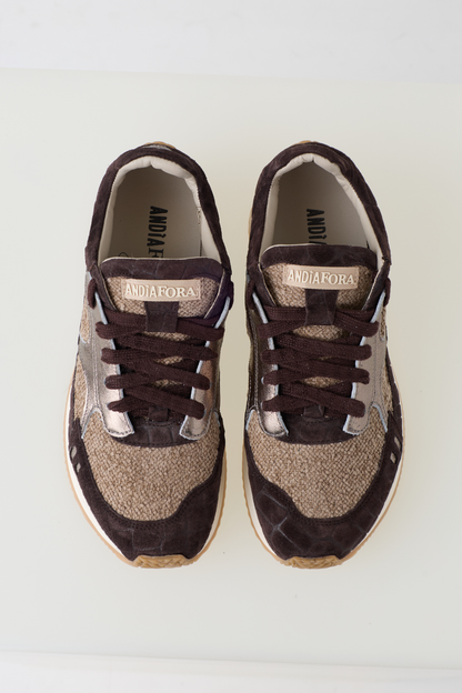 Andia Fora Toffee/Cream Hoty Cocco Suede Trainers