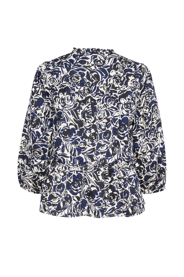 Part Two Nickeline Navy Rose Print Blouse