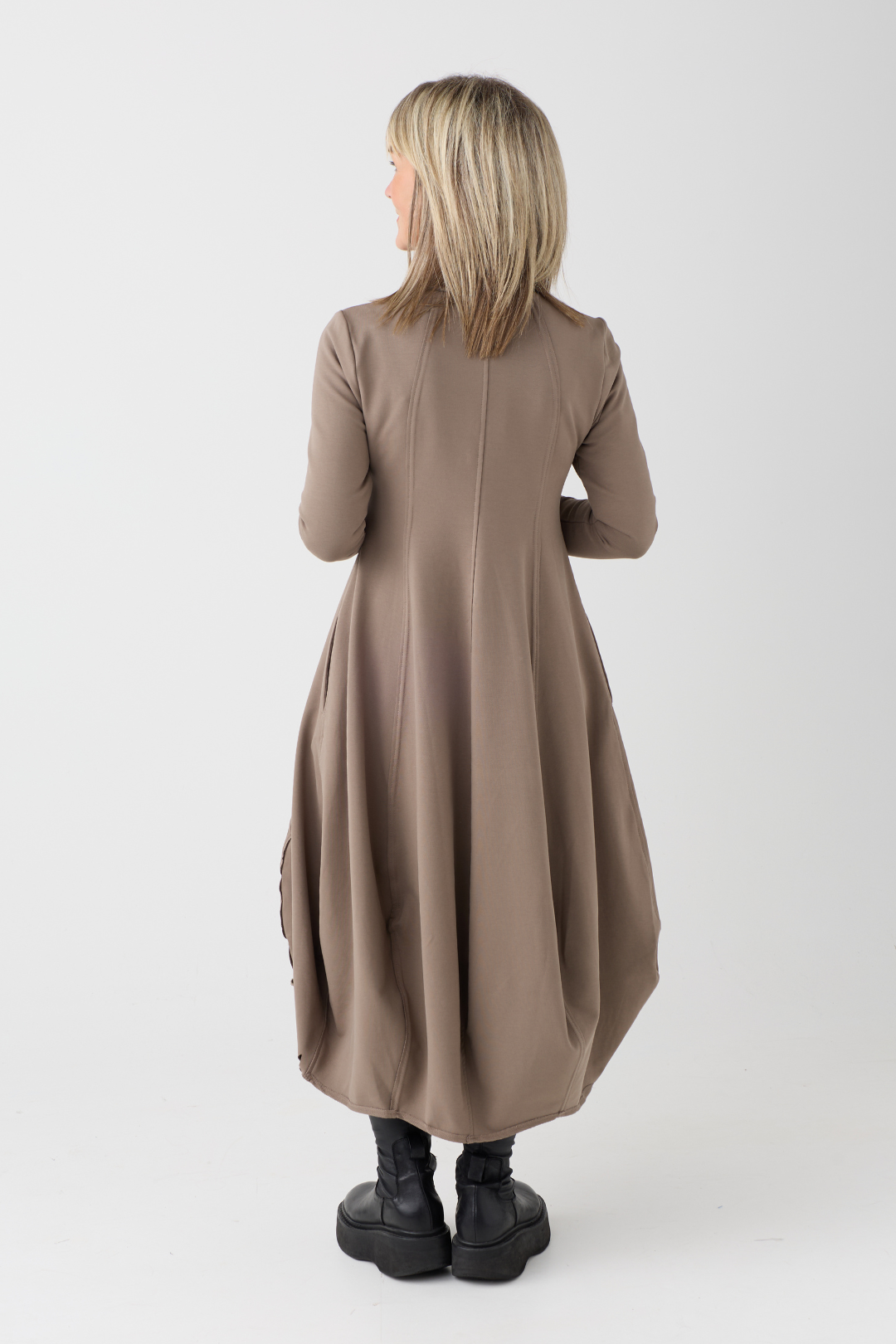 Kedziorek Taupe Dress with Cut Out Detail 5570
