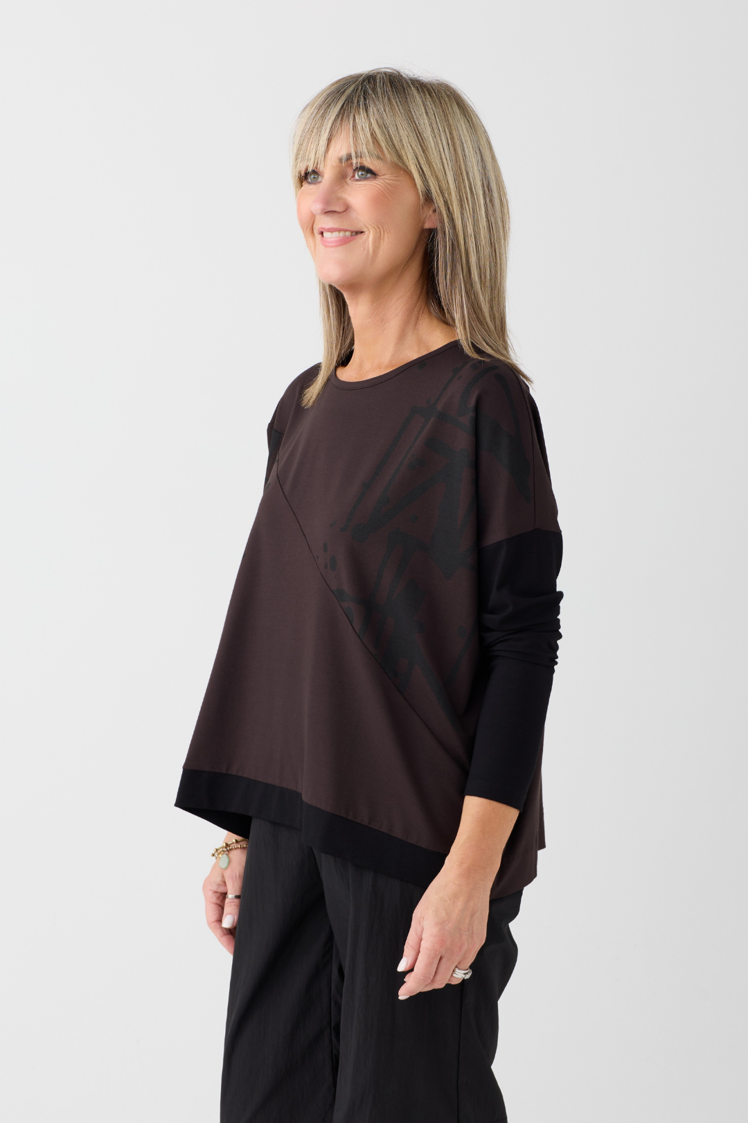 Naya Choko/Black Placement Print Top
