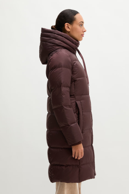 Marc O'Polo Black Cherry Hooded Longline Coat