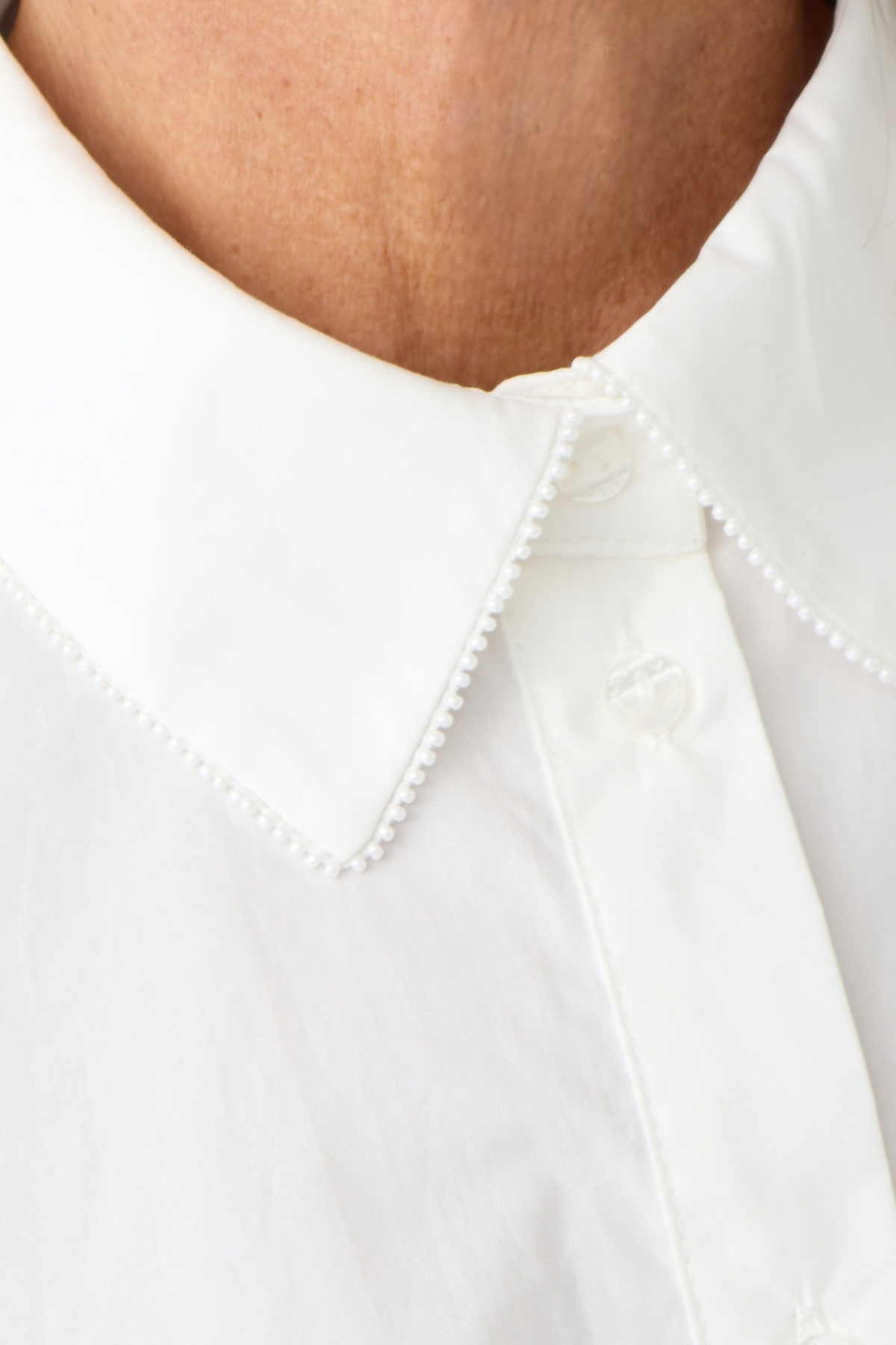 Milano White Bead Trimmed Collar Shirt