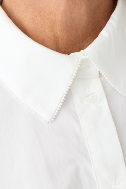 Milano White Bead Trimmed Collar Shirt