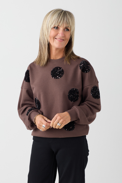Margittes Brown Sequin Spot Sweatshirt