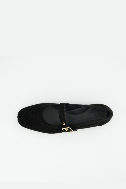 Paul Green Black/Gold Samtziege Ballerina Shoe