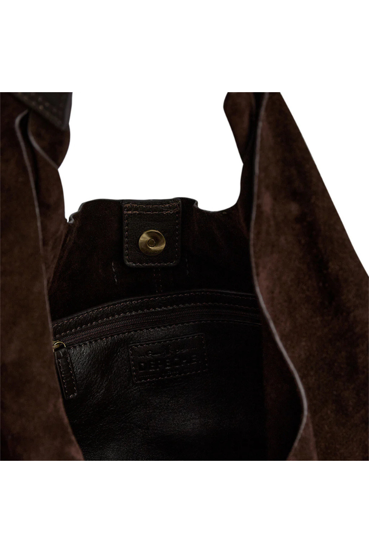 Depeche Chocolate Suede Shopper Bag