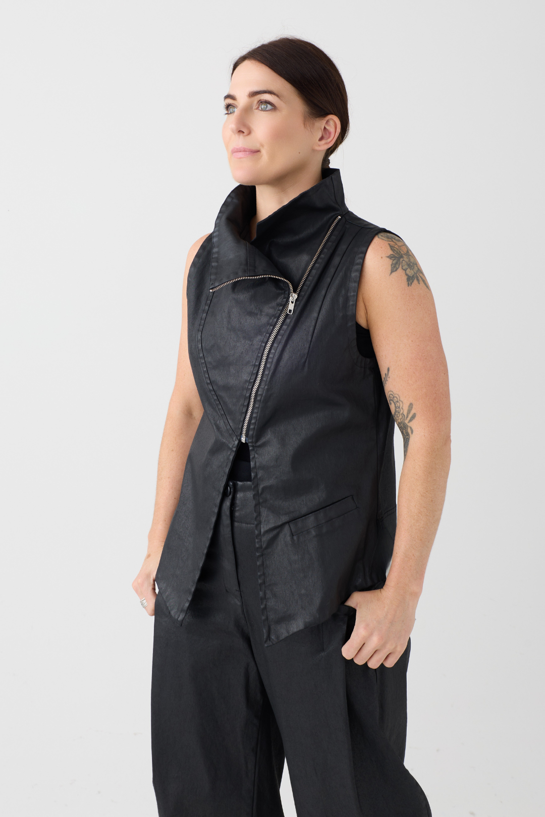 Lurdes Bergada Black Coated Waistcoat 280