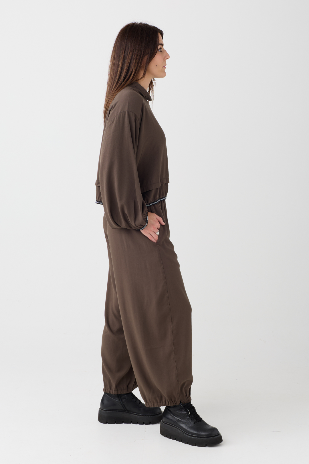 Lurdes Bergada Coffee Toggle Hem Trouser 330
