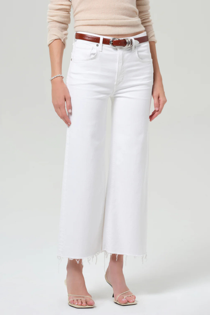 CoH Soft White Lyra Wide Crop Raw Hem Jean