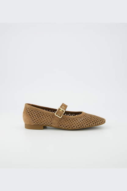 Paul Green Brown/Gold Samtziege Ballerina Shoe