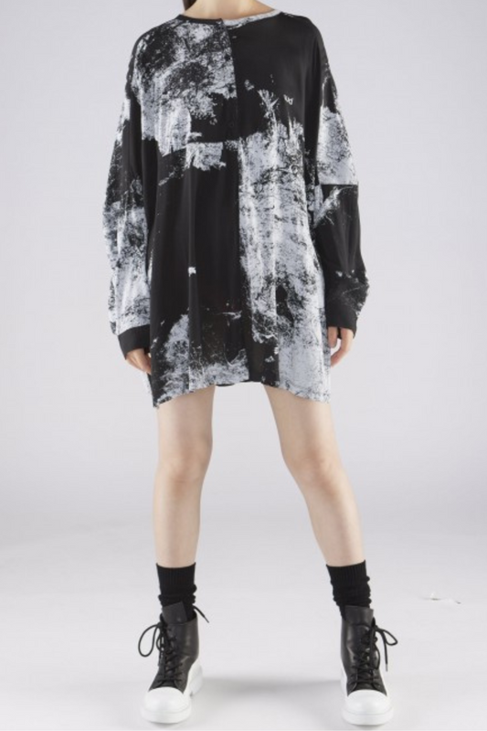 Lurdes Bergada Black Printed Oversized Collarless Shirt