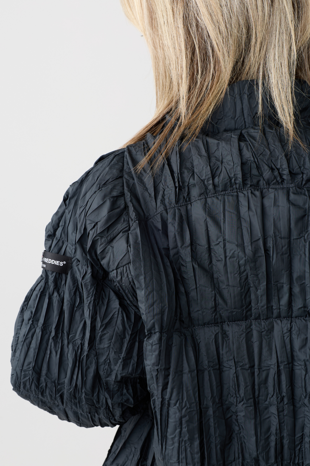 FF Off Black Faux Down Gathered Jacket