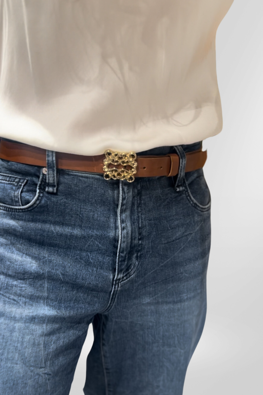 Depeche Narrow Cognac Leather Belt