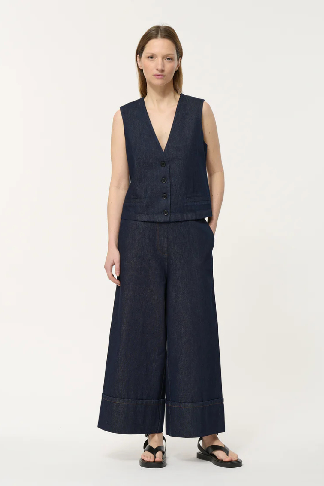 Humility Sophio Denim Blue Wide-leg Trousers