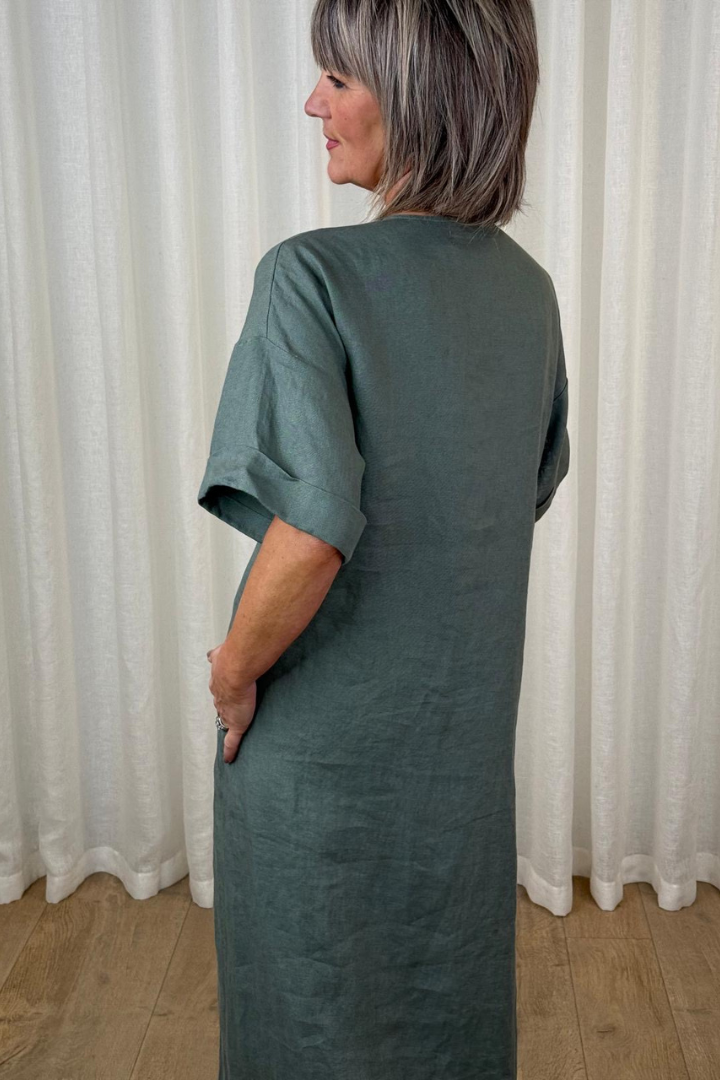 Inwear Solina Agave Green Linen Dress