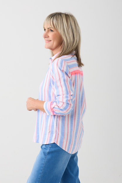 FF Aqua Blue/Pink Stripe Shirt