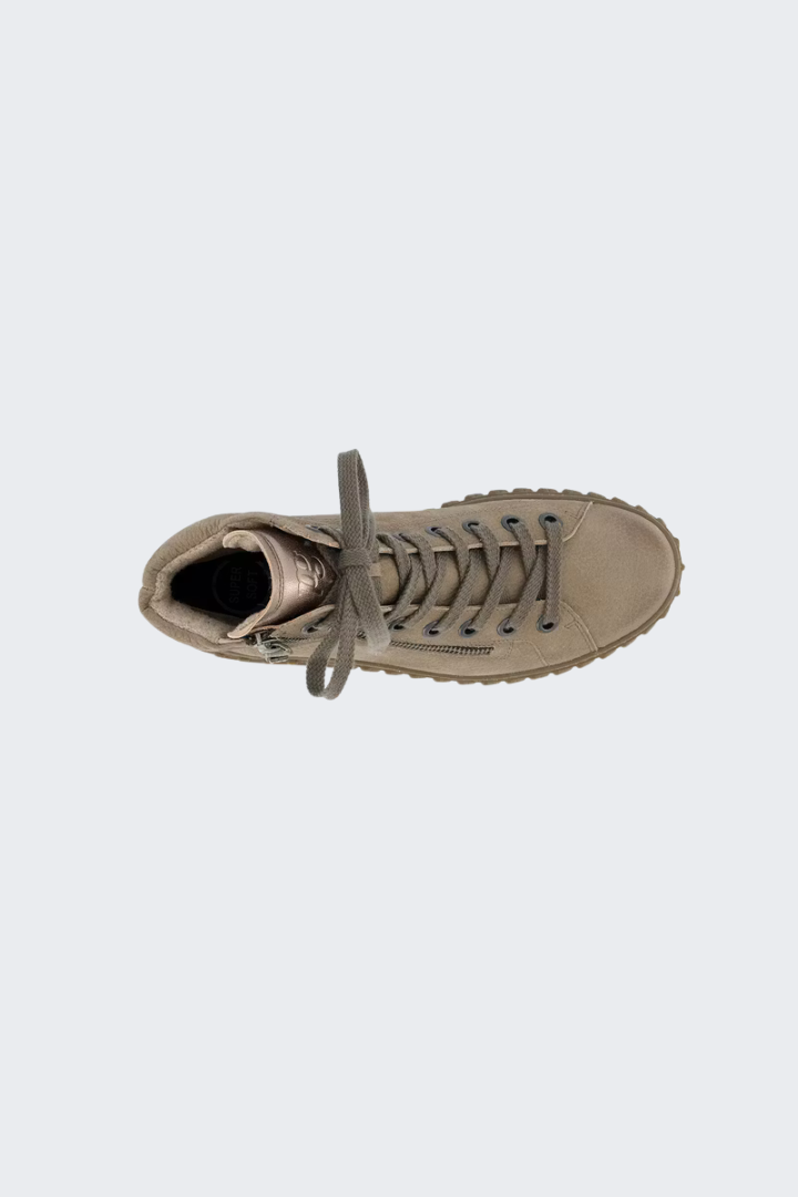 Paul Green Taupe Nubuk High-Top Trainers