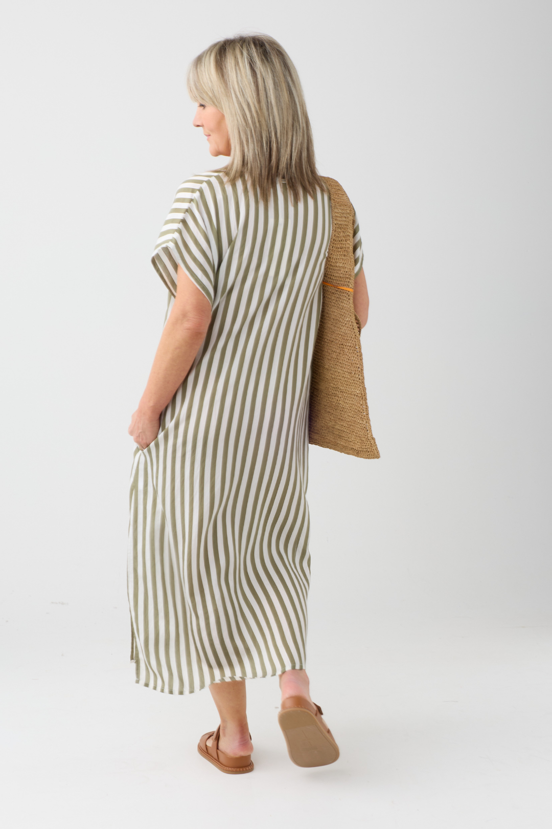Humility BABEAT Army/Off-White Stripe Dress