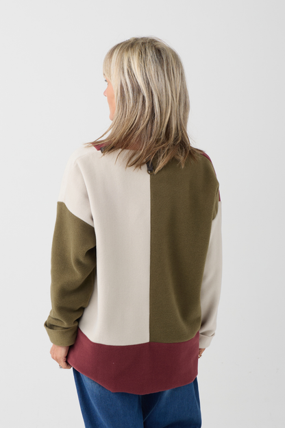 HS Bordeaux/Kit/Moss Jumper w/Scarf 1412