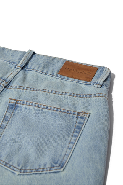 HEYANNO Sweet Light Blue Cropped Jeans