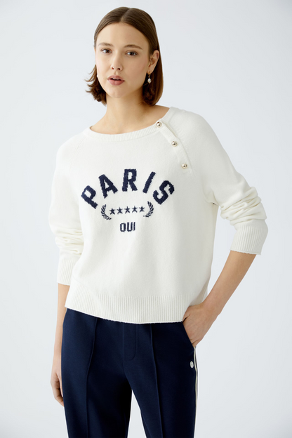 Oui White/Blue Paris Jumper