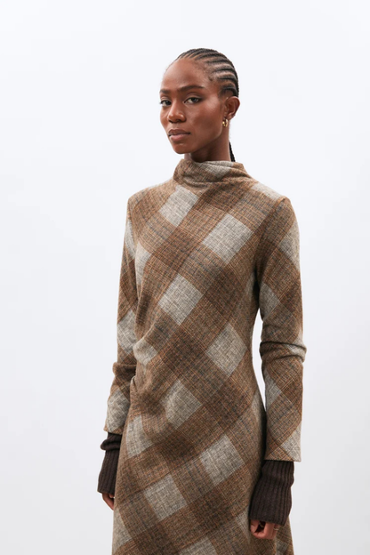 Humility MINORI Camel Plaid Dress