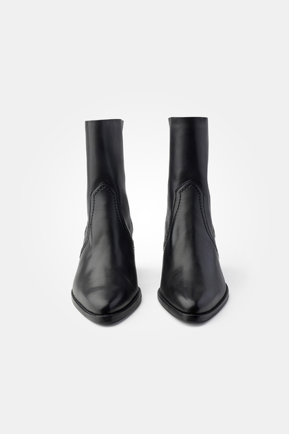 Paul Green Black Classic Calf Heeled Boot