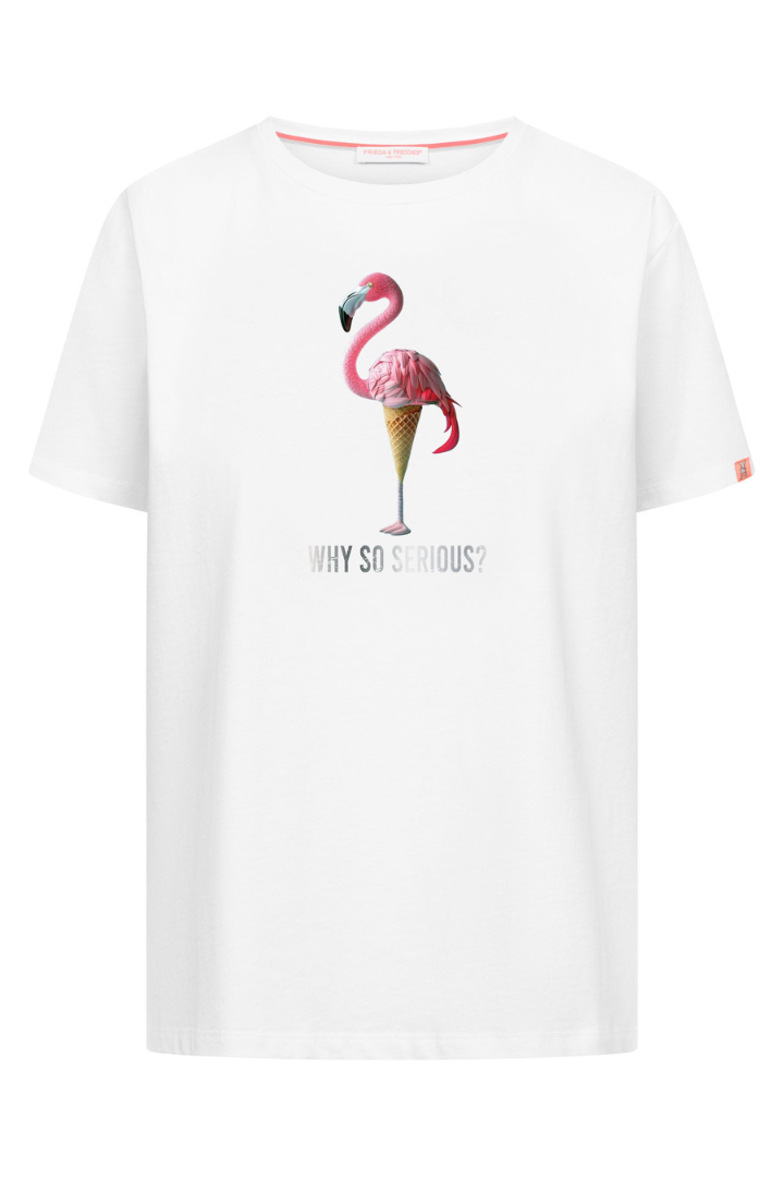 FF White Flamingo Print T-Shirt