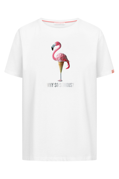 FF White Flamingo Print T-Shirt