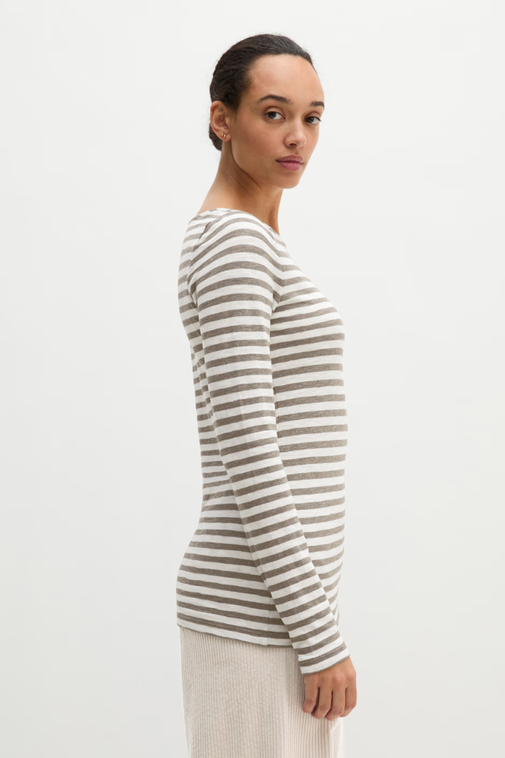 Marc O'Polo Medium Grey Stripe LS Top