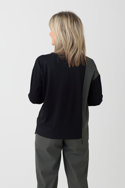 Naya Black/Thyme Zip Pocket Top
