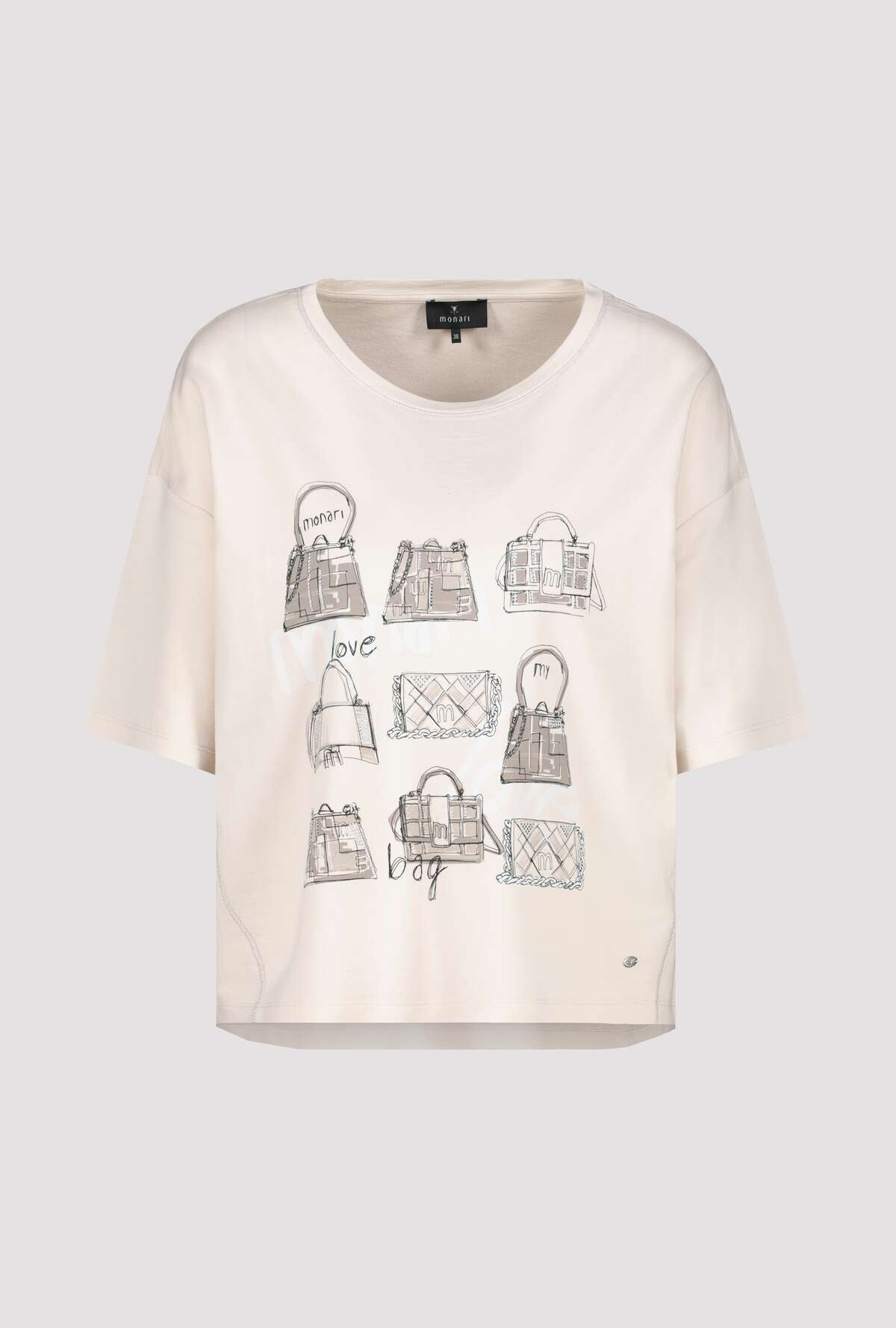 Monari Peanut T-shirt with Bag Print & Diamante Detail