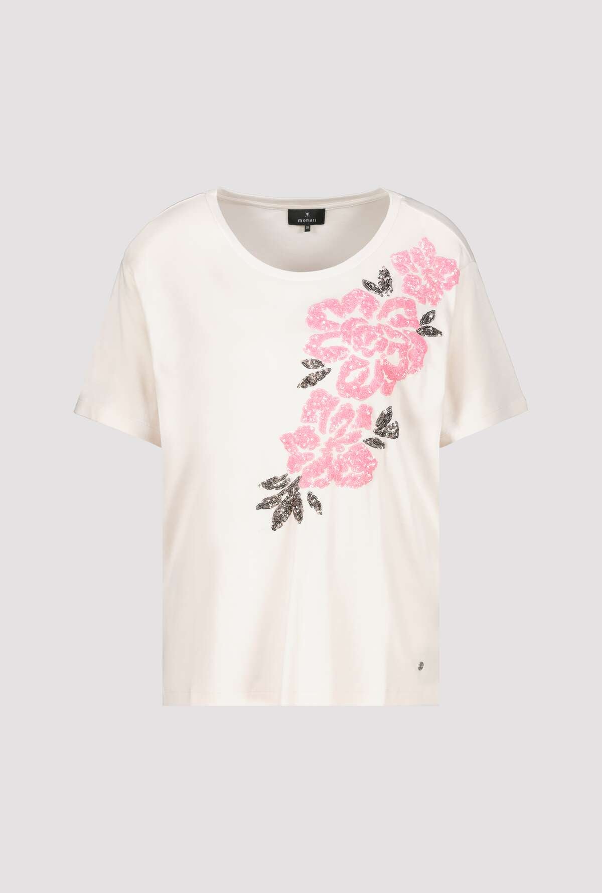Monari Peanut T-shirt with Sequin Flower Appliqué
