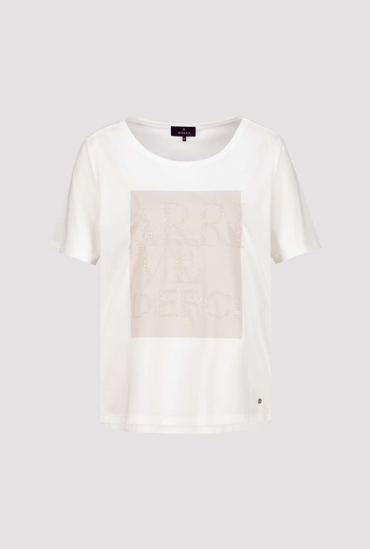 Monari Off White T-shirt with Sequinned Print