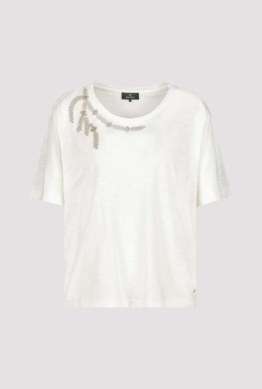 Monari Off White T-shirt with Rhinestones