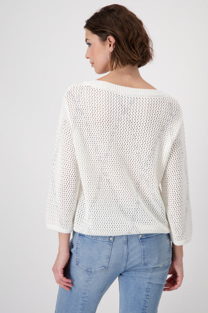 Monari Off White Jumper with Rhinestones