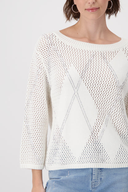 Monari Off White Jumper with Rhinestones