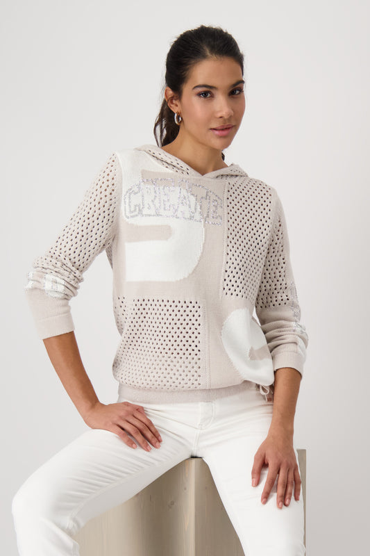 Monari Warm Sand Openwork Jumper with Lurex