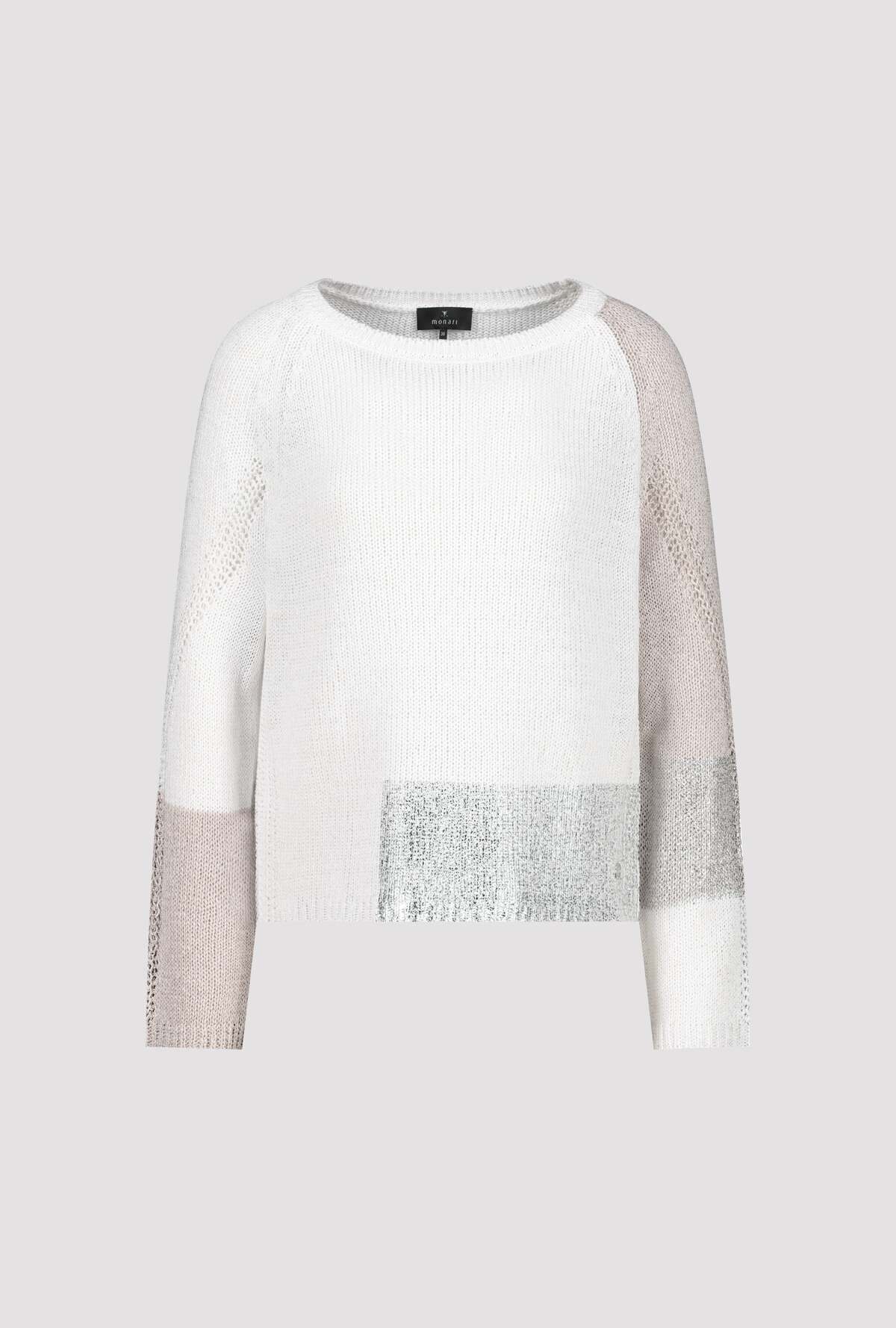 Monari Off-White Colour Block Knitted Jumper