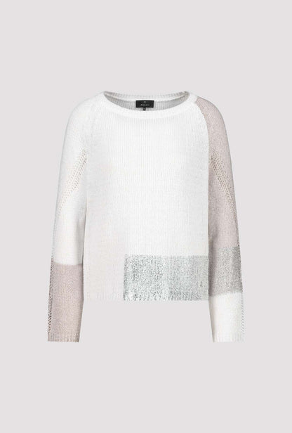 Monari Off-White Colour Block Knitted Jumper