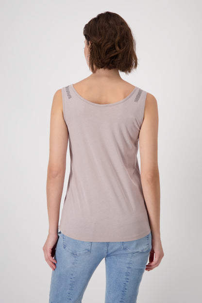 Monari Dark Linen Top with Embellishment