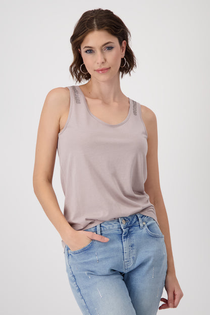 Monari Dark Linen Top with Embellishment