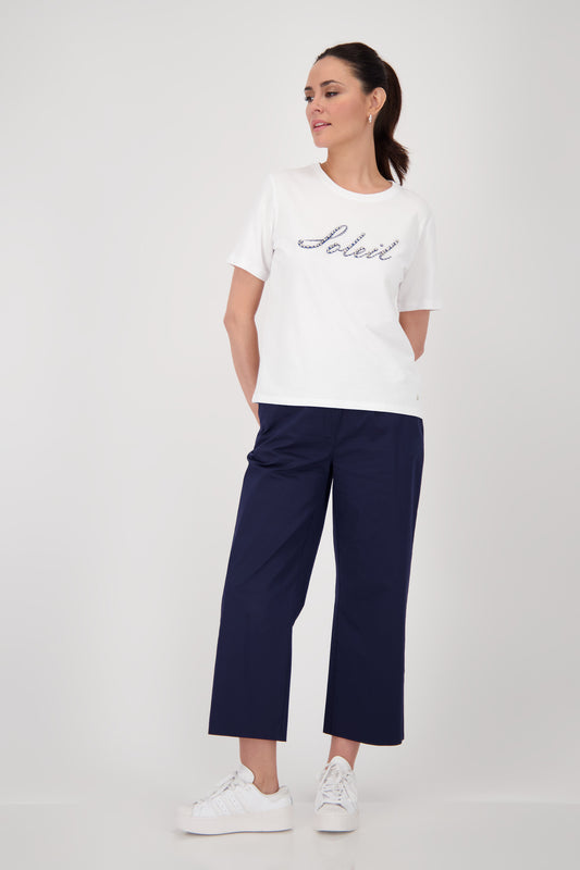 Monari Cream Decorative Script T-Shirt