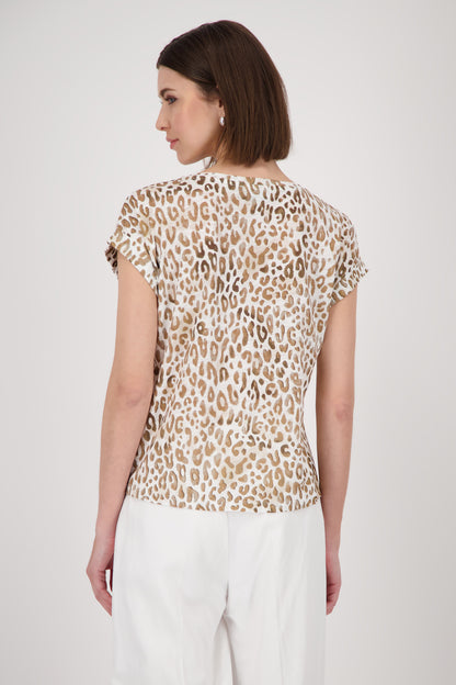 Monari Camel Pattern Cut-Out T-Shirt