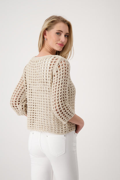 Monari Camel Net Pattern Jumper