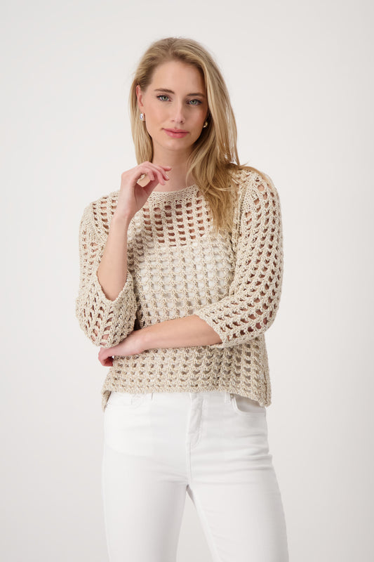 Monari Camel Net Pattern Jumper