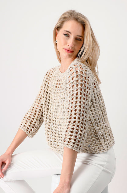 Monari Camel Net Pattern Jumper