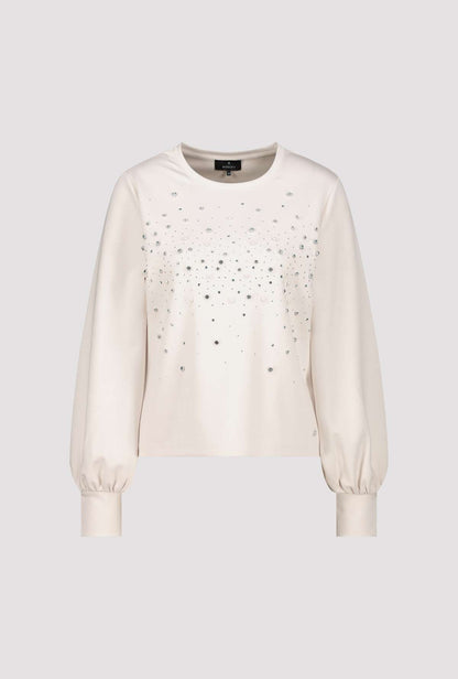 Monari Champagne Beige Rhinestone Sweatshirt
