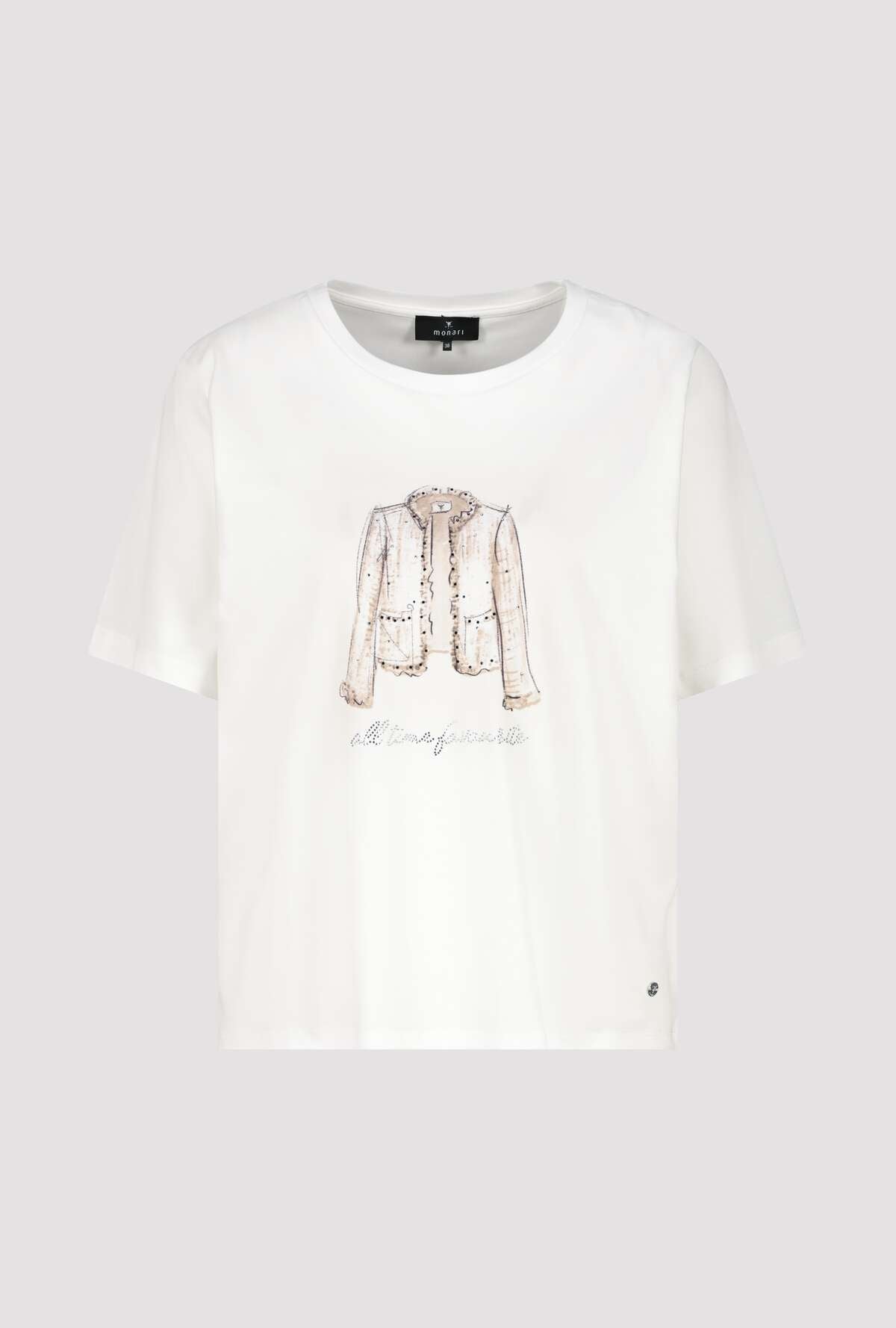 Monari Off-White Print/Diamante T-Shirt