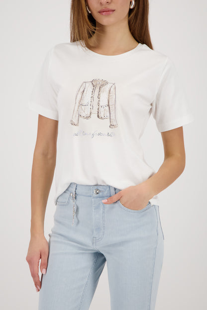 Monari Off-White Print/Diamante T-Shirt